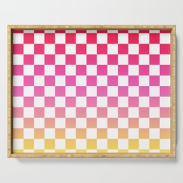 Pink Yellow Checkerboard Gradient Serving Tray