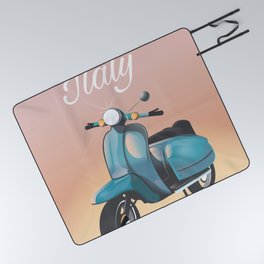 Piacenza Italy scooter vacation print. Picnic Blanket