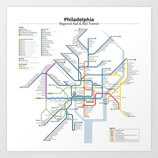 Philadelphia Transit Map Art Print