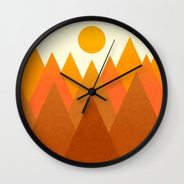 Geometric Mountains Ochre Orange Wall Clock