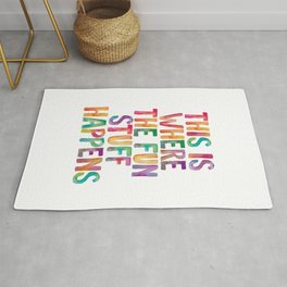 This is Where The Fun Stuff Happens Rug | Kid, Typography, Watercolour, Motivational, Rainbow, Nursery, Bedroom, Children, Graphicdesign, Inspirational 