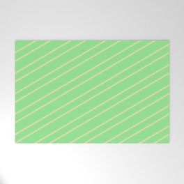 [ Thumbnail: Light Green & Pale Goldenrod Colored Lined Pattern Welcome Mat ]