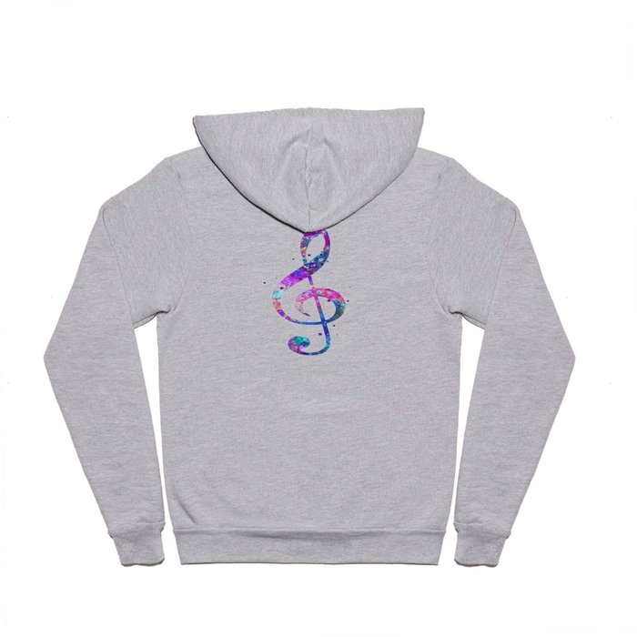 Treble Clef Sign Watercolor Print Blue Purple Wall Art Poster Music Poster Hoody