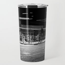 Under the elevated railway, Chicago, Illinois, 1940 cityscape black and white photograph - photography - photographs Travel Mug