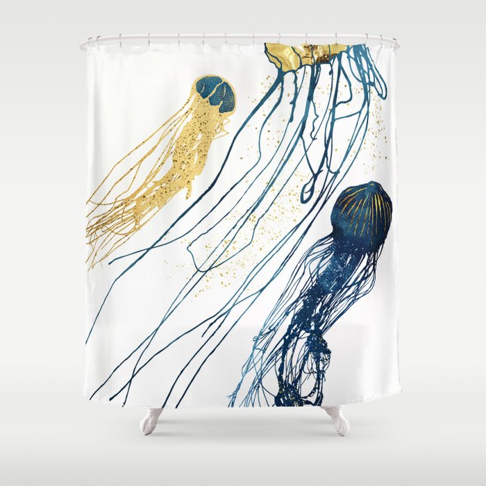 Metallic Jellyfish II Shower Curtain
