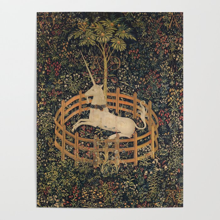 HD Trapped Unicorn Medieval Tapestry Poster