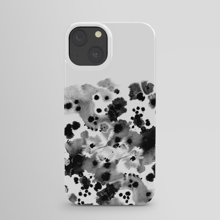 Mona - Black and White Painted Spots, painterly, abstract, monochrome cell phone case iPhone Case