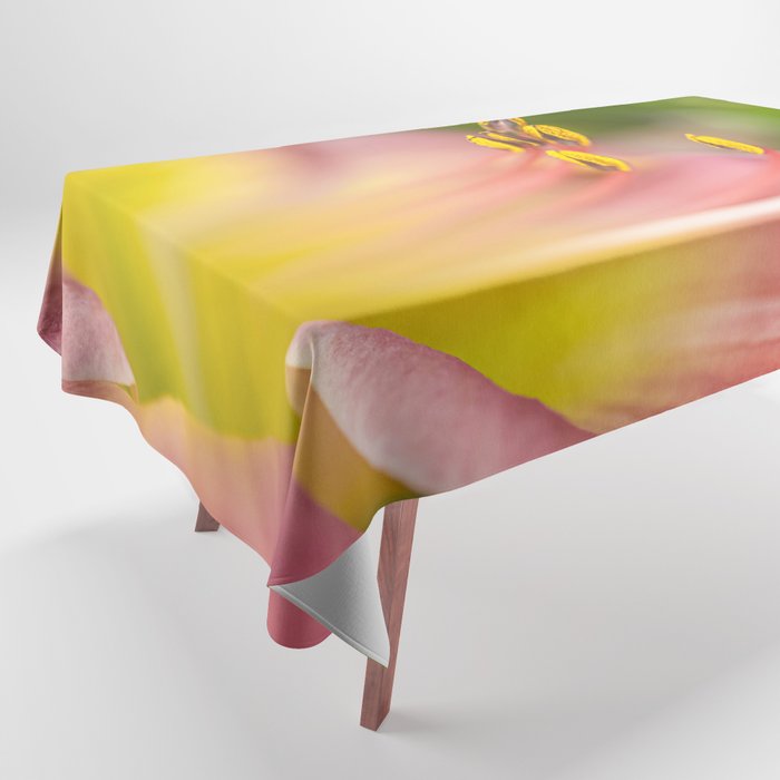 Pink and Yellow Daylily Macro Tablecloth