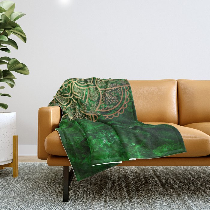 Mandala - Emerald Throw Blanket