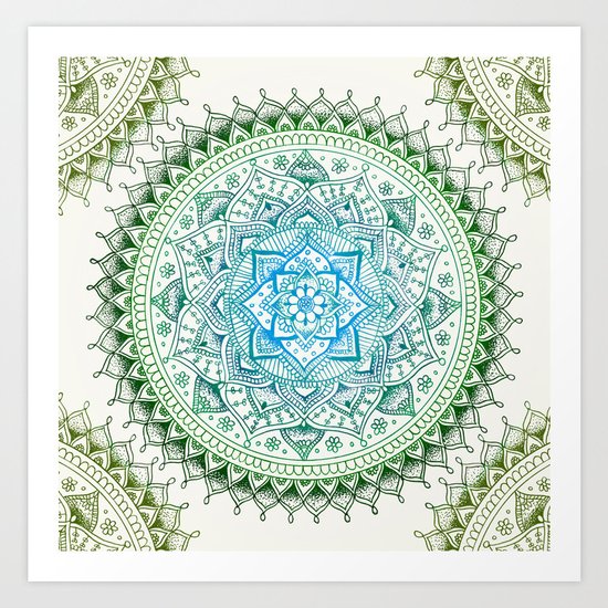 Forest Colours Flower Mandala Art Print