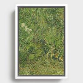 Garden with butterflies - Vincent Van Gogh Framed Canvas