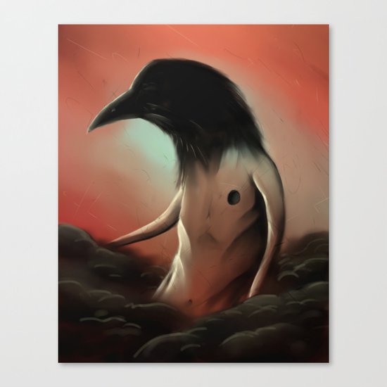 The crow in the cloud Canvas Print
