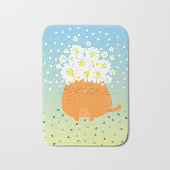 cat&flowers Bath Mat