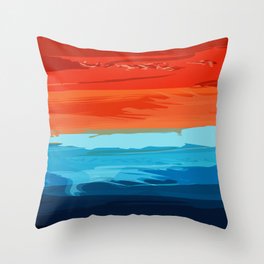 Southwest Abstract Painting - Blue, Orange and Red Throw Pillow