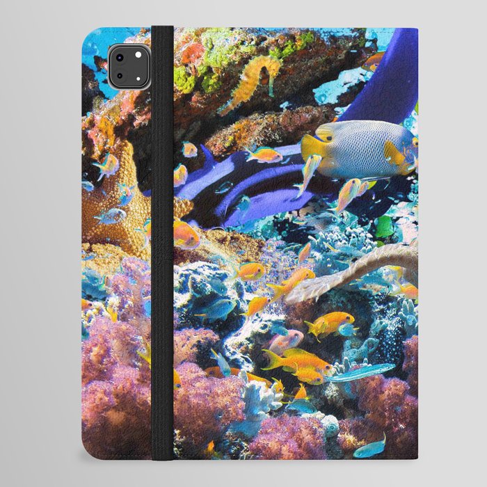 Ocean Dolphin Shark Turtle Coral Sea Fish Orca Whale Reef iPad Folio Case