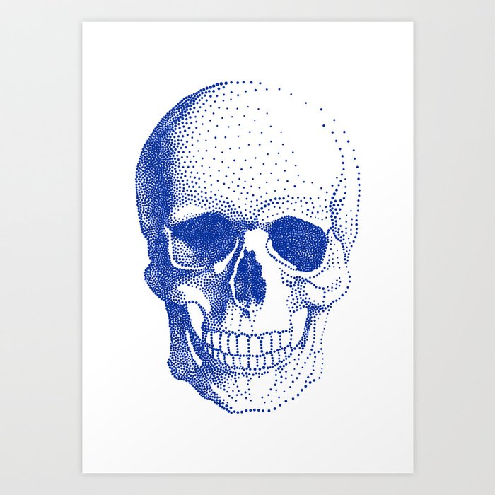 blue skull painting