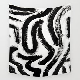 Black and White Abstract Pattern 1: A minimal black and white pattern by Alyssa Hamilton Art Wall Tapestry