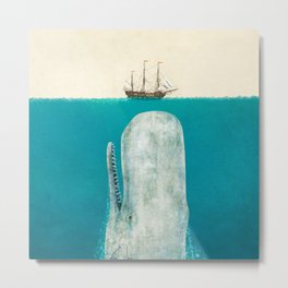 The Whale - option Metal Print | Ocean, Tallship, Thefanbrothers, Blue, Nautical, Scary, Vintage, Curated, Thewhale, Mobydick 
