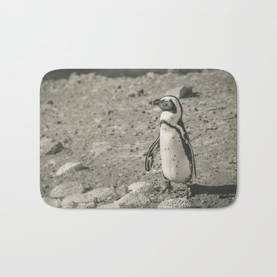Black and White African Penguin Bath Mat