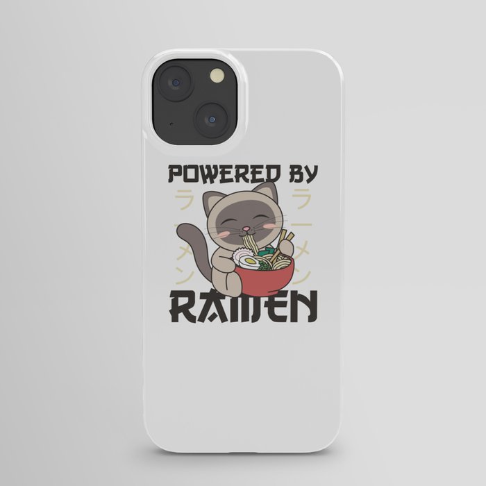 Powered By Ramen Cute Cat Eats Ramen Siamese Cat iPhone Case