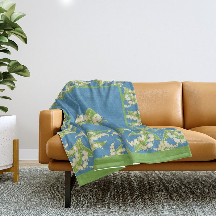 Vintage Lily-of-the-Valley Throw Blanket
