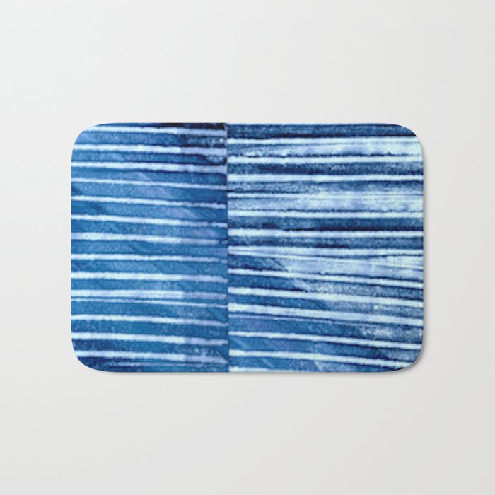 Modern Pinstripe 1 - Blazing Blue Bath Mat