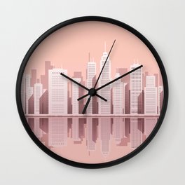 Pink City Manhattan Wall Clock