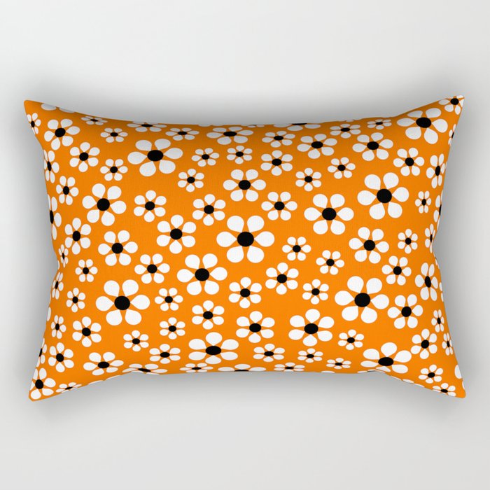 Dizzy Daisies - Orange Rectangular Pillow