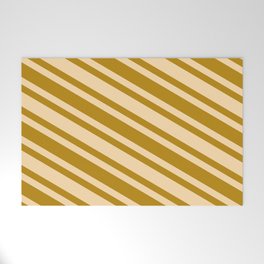 [ Thumbnail: Dark Goldenrod & Tan Colored Lines/Stripes Pattern Welcome Mat ]