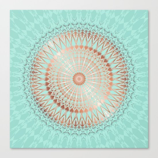 Rose Gold Mint Mandala Canvas Print