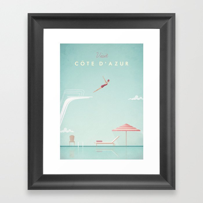 Vintage C 244 Te D Azur Travel Poster Framed Art Print By