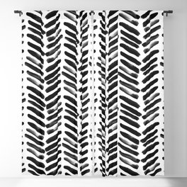 Simple black and white handrawn chevron - horizontal Blackout Curtain