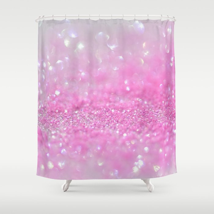 Sparkling Baby Girl Pink Glitter Effect, Sparkle Shower Curtain Set