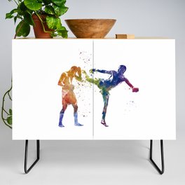 muay thai karate in watercolor Credenza