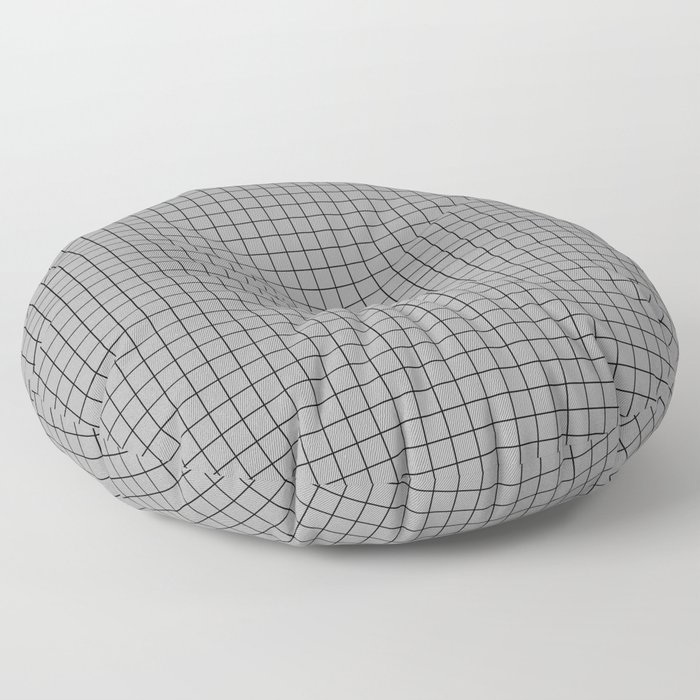 Grey Grid Black Line Floor Pillow