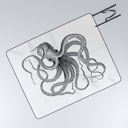 Black vintage octopus Picnic Blanket