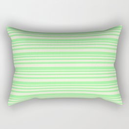 [ Thumbnail: Beige and Green Colored Lined/Striped Pattern Rectangular Pillow ]