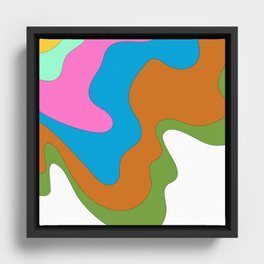 Liquid - Colorful Retro Fluid Summer Vibes Beach Design Rainbow Pattern II Framed Canvas