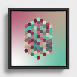 Abstract Metallic Red and Teal Jewel Framed Canvas