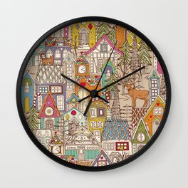 vintage gingerbread town Wall Clock