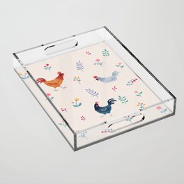 Little Hens (ivory) Acrylic Tray