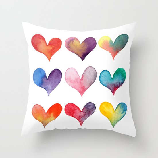 color of hearts Throw Pillow