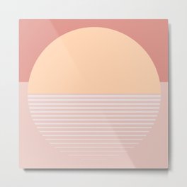 Retro Sunset Pink Metal Print
