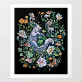 White Fox Garden Art Print