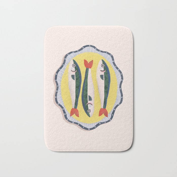 Fish On A Plate Bath Mat