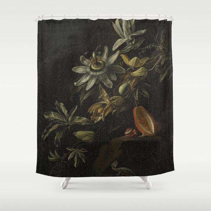 Still Life with Passionflowers - Elias van den Broeck (1670 - 1708) Shower Curtain