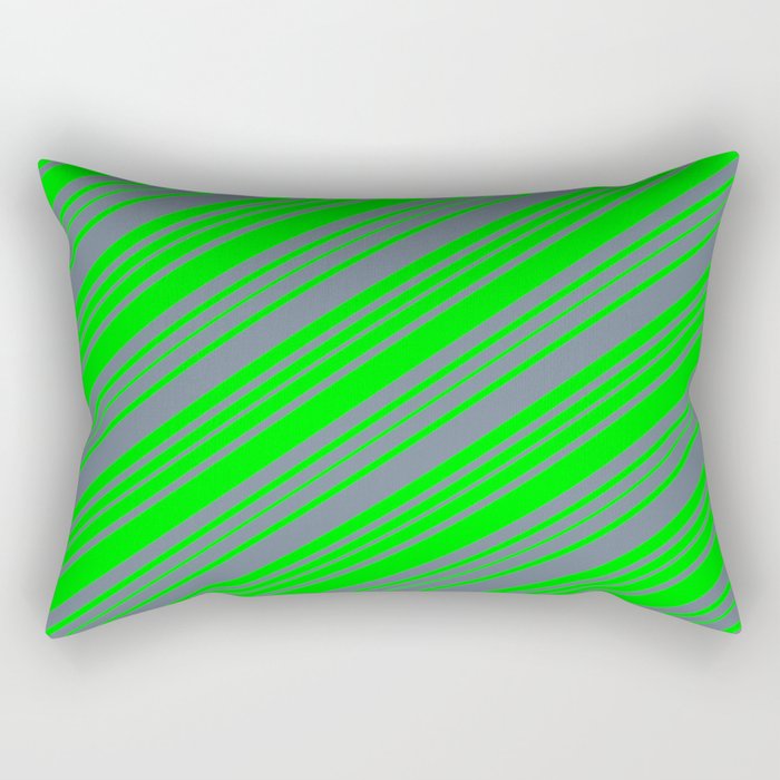 Lime and Slate Gray Colored Stripes/Lines Pattern Rectangular Pillow