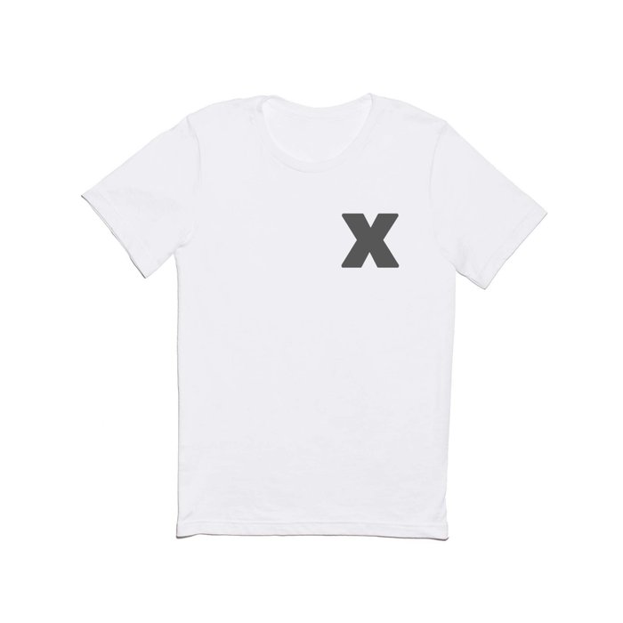 X (Grey & White Letter) T Shirt