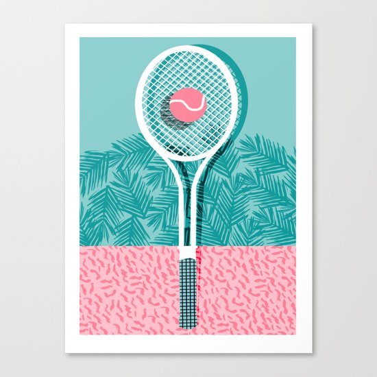 Good to go - memphis throwback 1980s neon pastel abstract sports tennis racquetball athlete game Canvas Print