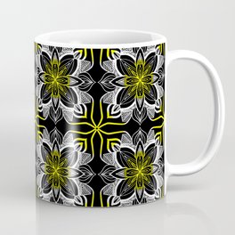 Modern Boho Mandala Style Pattern in Black, White and Yellow Coffee Mug